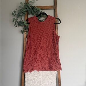 Refuge Rust Lace High-Neck Sleeveless Camisole